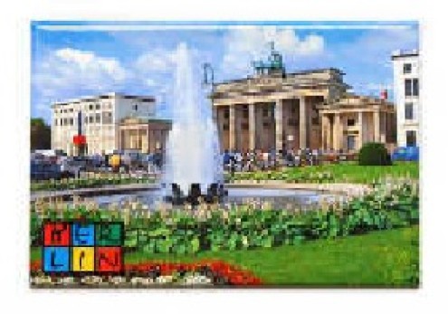 Magent Brandenburg Gate with fountain